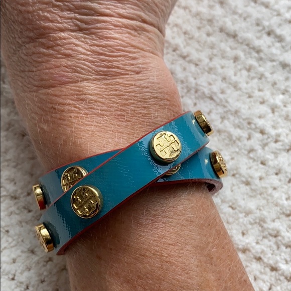 Tory Burch blue, Orange, gold leather bracelet - Picture 1 of 3
